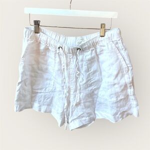 C&C California White 100% Linen Shorts tie stretch waist and pockets